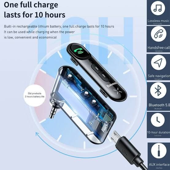 BASEUS Car Bluetooth Adapter Receiver AUX 3.5mm Wireless Audio 5.0