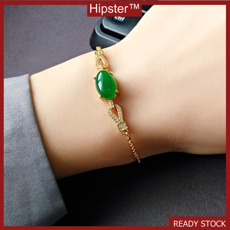 Exquisite Refined Grace Fashion Natural Emerald Gold Bracelet