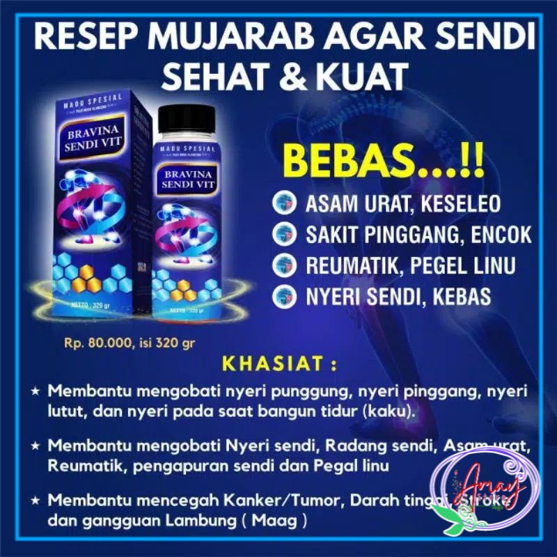 [ASJ] Madu Bravina Sendi Vit / Bravina Sendivit Madu Spesial Plus Klanceng Untuk Sendi Reumatik