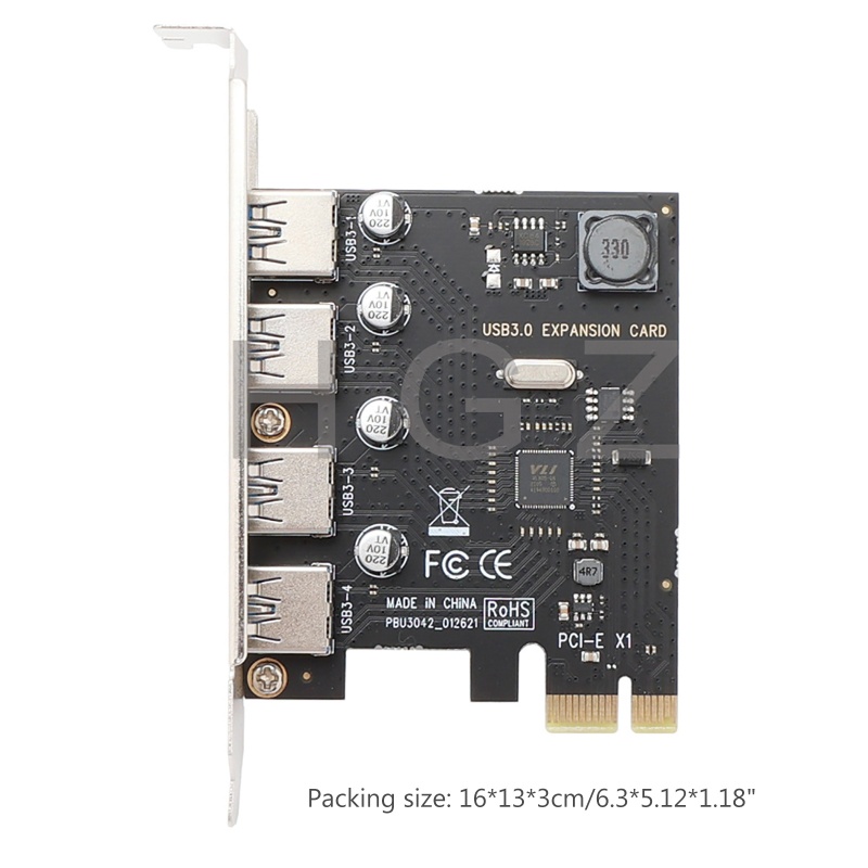 Zzz Kartu Adapter Pcie Ke 4 port Usb 3.0 4 port 5Gb PCI-E 1X Untuk Desktop PC