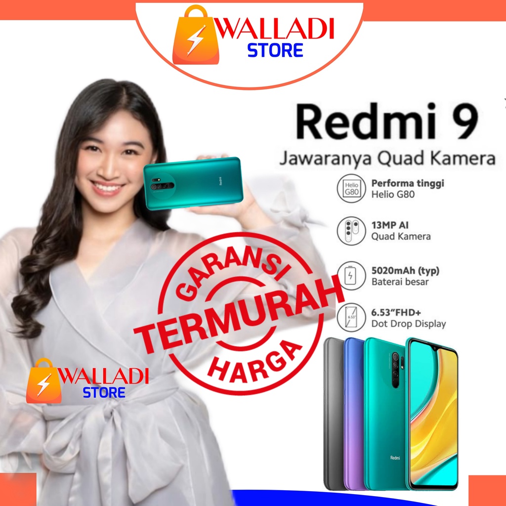 [GRATIS ONGKIR] Xiaomi Redmi 9 4/64 3/32 Fullset Second Original Seken Murah Bekas Like New