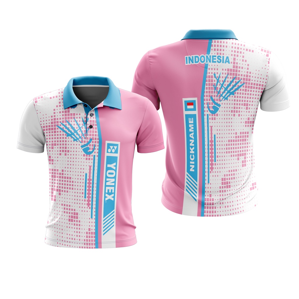 Baju Kaos Jersey Women Badminton  Polo Free Custom Name + Nomor Full Printing Dewasa Pria Wanita 09
