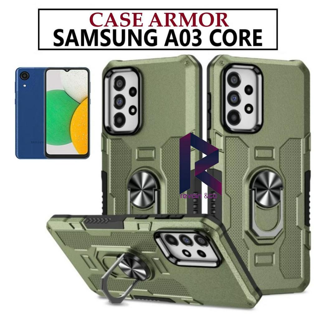Case Armor SAMSUNG A03 CORE Iring Cincin Magnetic Kesing Hp Protect kamera Premium Hard Case Standing Robot Pelindung Kamera