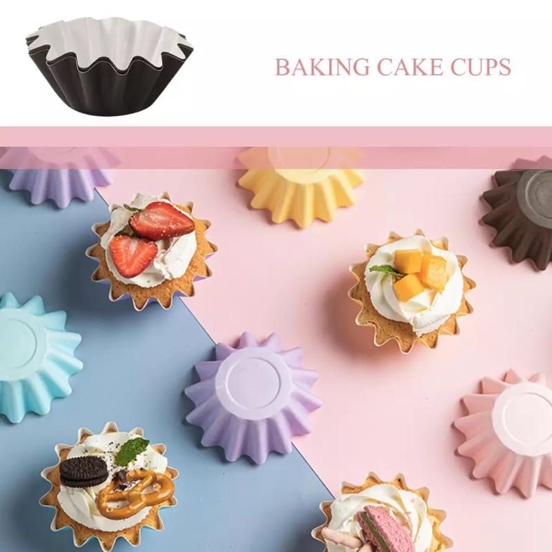 50pcs Cupcake Case Wave /  Muffin Paper Cup / Muffin Cup / Paper Cup Case Impor Home Baking