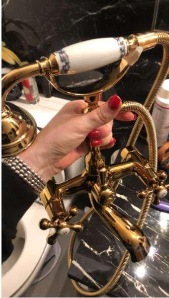 Luxury Crystal Handle Bathtub Gold Brass Faucet With Hand Shower Telephone Type Bath Faucets Sets