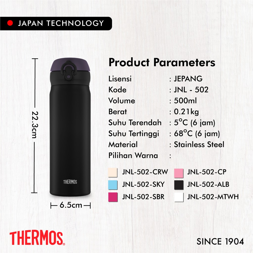 Thermos Tumbler One Push Ultra Light All Black 500ml Jnl 502 Alb Shopee Indonesia