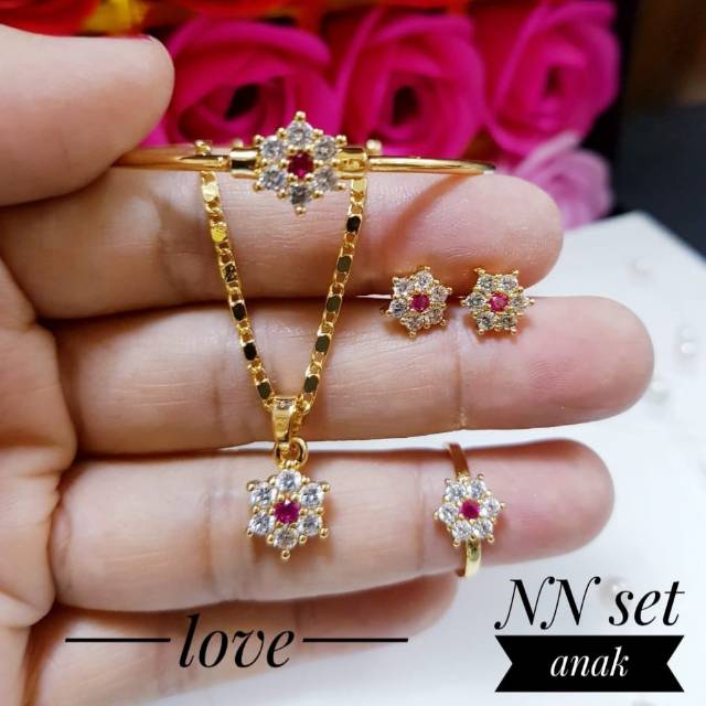 Xuping set perhiasan anak lapis emas 18k 0962j