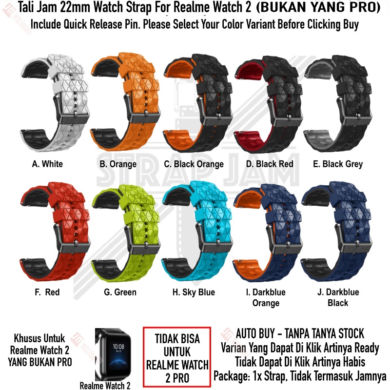 HPF 22mm Strap Realme Watch 2 (Bukan Yang Pro) - Tali Jam Silikon