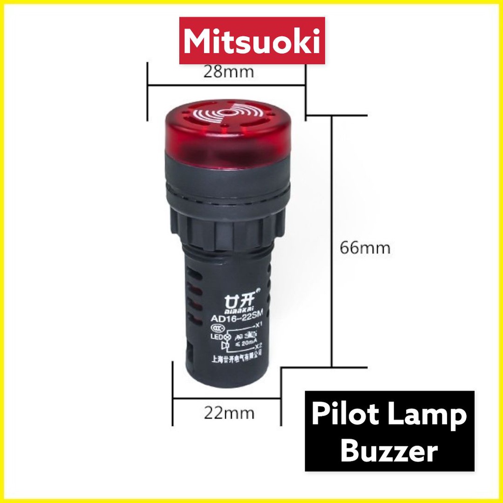 PILOT LAMP BUZZER LED/ LIGHT SIGNAL PILOT LAMP TYPE AD16-22SM - AC 220V