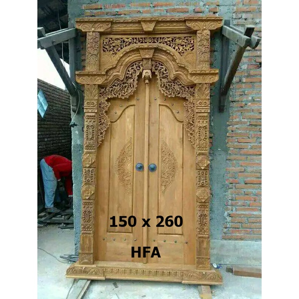 PINTU GAPURA GEBYOK RUMAH KAYU JATI UKIR JEPARA