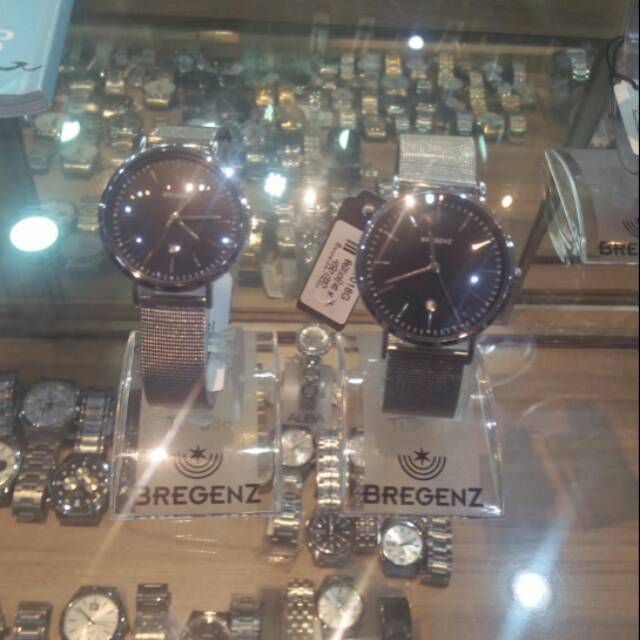 PRODUK ORIGINAL.. Jam Tangan Couple BREGENZ Bgz1018 Original Rantai pasir Silver black