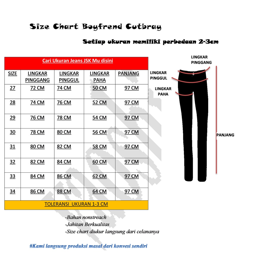 MAGCU - Celana Highwaist Boyfriend Cutbray Jeans Wanita - Boyfriend Cutbray Avici Boot Cut 27-34