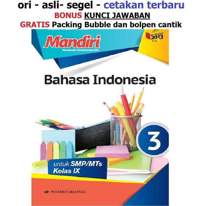 Nn Buku Mandiri Erlangga Bahasa Indonesia Kelas 9 Smp Kunci Jawaban Shopee Indonesia