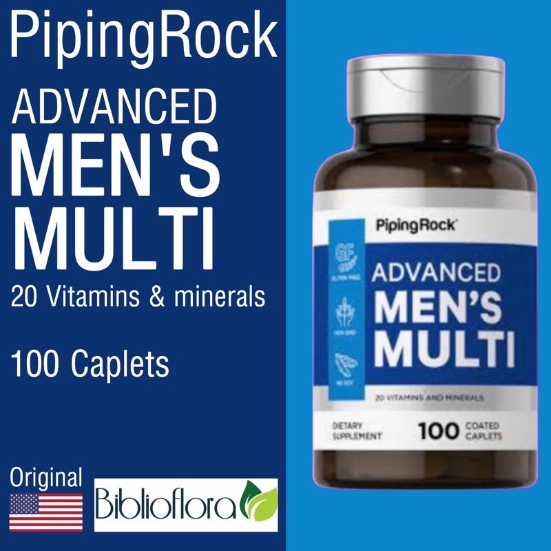 Piping Rock Advanced Men's Multivitamin Mineral 100 Caplets Pria Laki