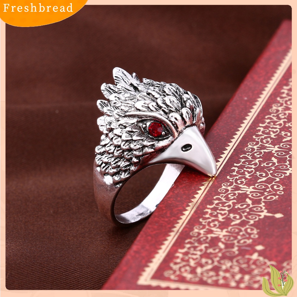 [Fresh] Cincin Vintage Motif Kepala Elang Hias Berlian Imitasi untuk Pria / Pesta / Hadiah