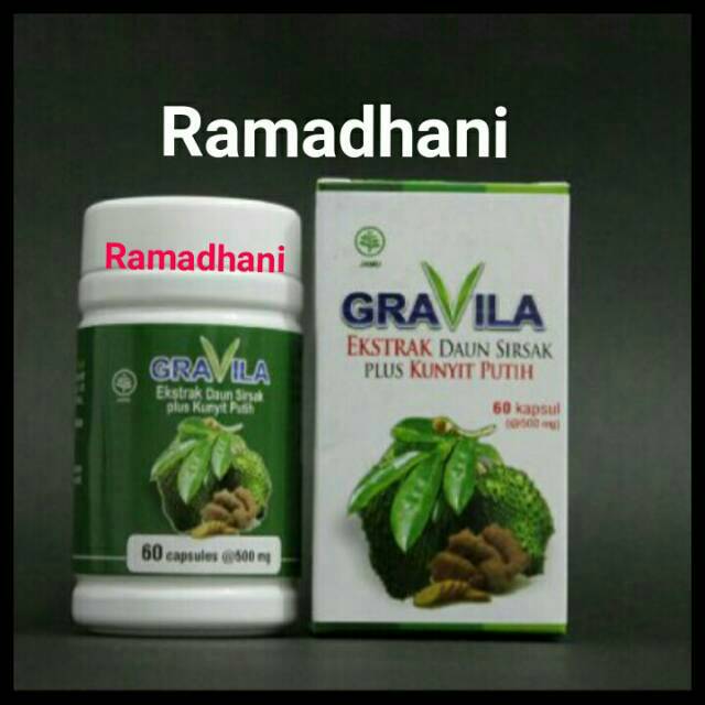 Gravila ekstrak daun sirsak plus kunyit putih Kapsul obat kanker kista