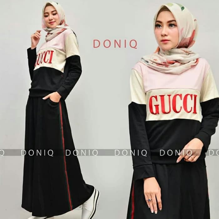 HARGA DISKON - DONIC GUCCI SET / BAJU GAMIS WANITA / LONG DRESS MUSLIM / MAXI / HIJAB - TW6