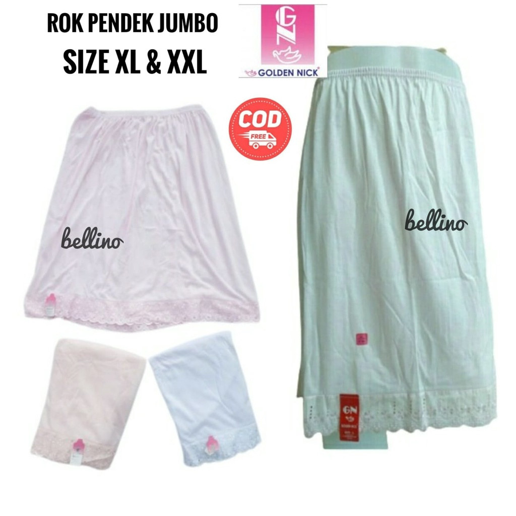 Bellino - Rok Dalam Wanita Pendek Golden Nick Jumbo XL XXL Androk Dalaman Pendek Renda Super Jumbo