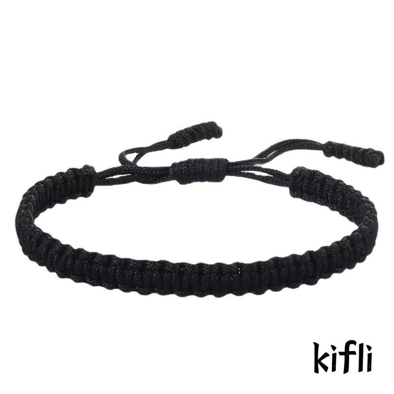 Gelang Persahabatan Tenunan Tangan Model Simpul Datar Aksen Berlian Gaya Tibet Untuk Pasangan