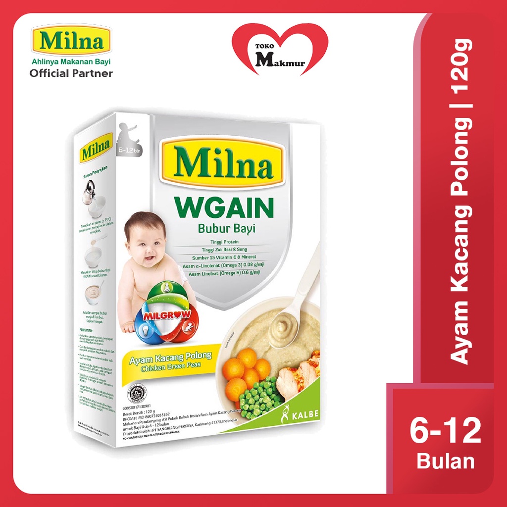 Milna Bubur Bayi Weight Gain 120Gr / Toko Makmur Online