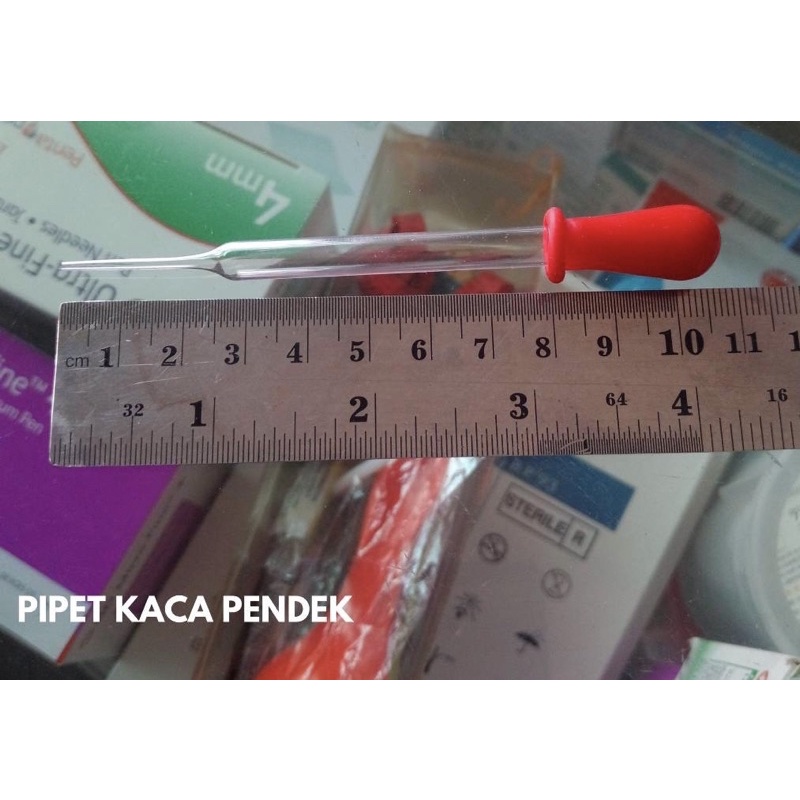 Pipet Tetes Kaca Panjang Pendek Dot Merah