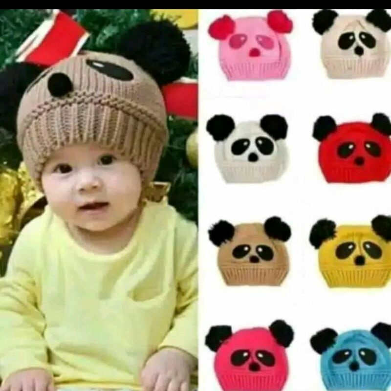 Rully_T0pi Bayi Panda Kupluk Bayi usia 0-3Tahun model panda pompom_kulpuk laki&quot; cewe