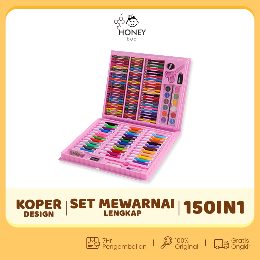 Krayon Anak Set Koper 150 in 1 Crayon Full Alat Melukis Mewarnai Set