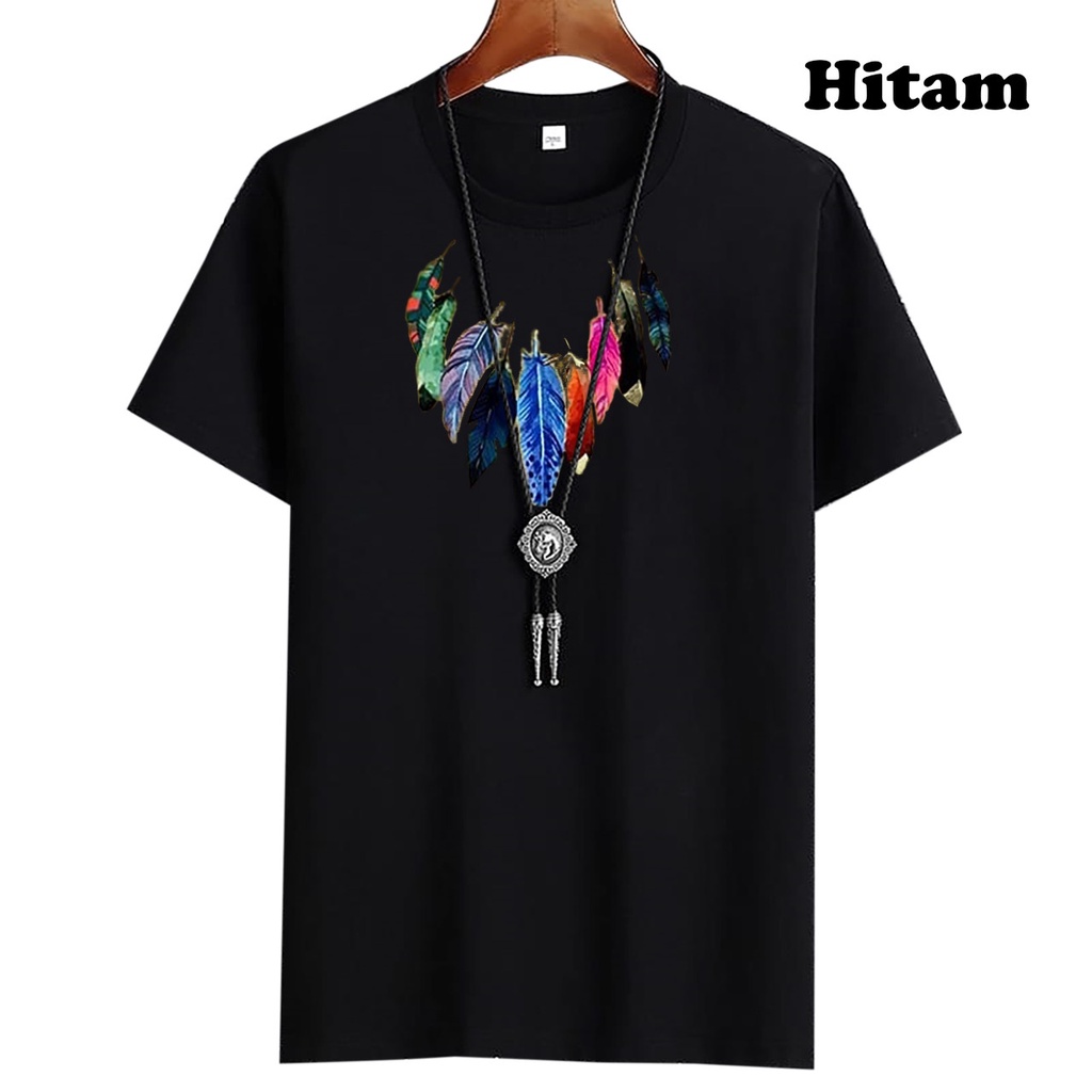 KIYOWO Baju Atasan Fashion Distro Kaos Kasual Motif Bulu Lengan Pendek Pria