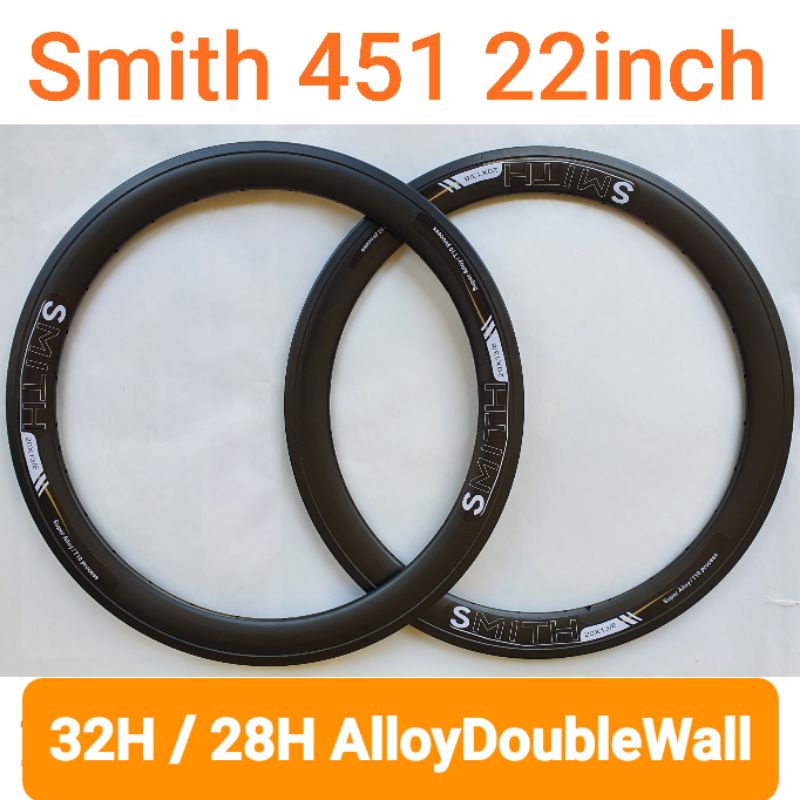 Velg Smith Alloy 20+ 451 / 22 inch 28 hole Litepro Strummer sepeda lipat minion minivelo