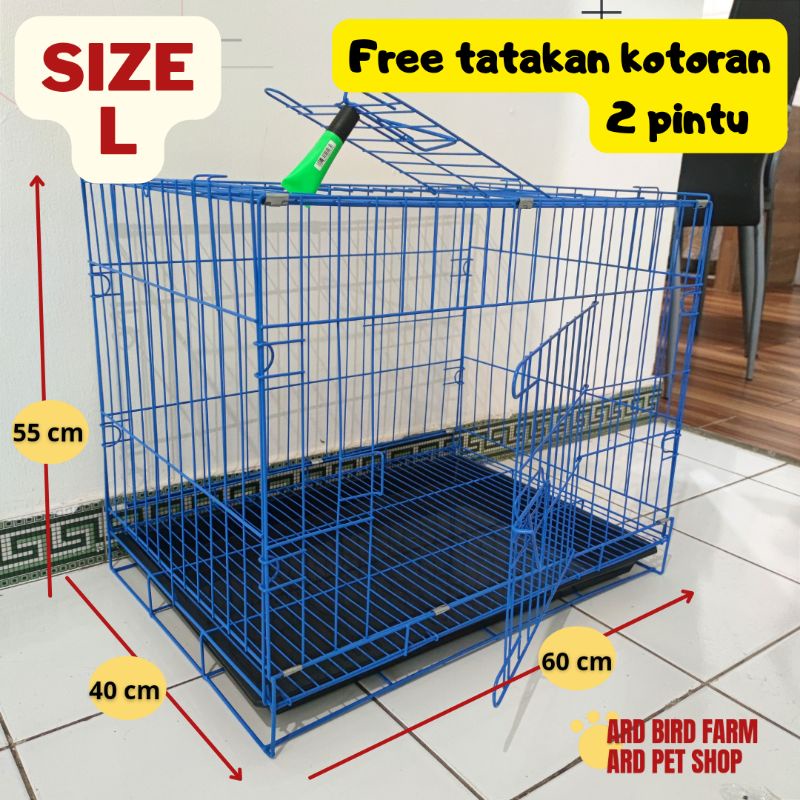 kandang kucing anjing musang burung besi lipat size L jumbo size 60x40x55 cm