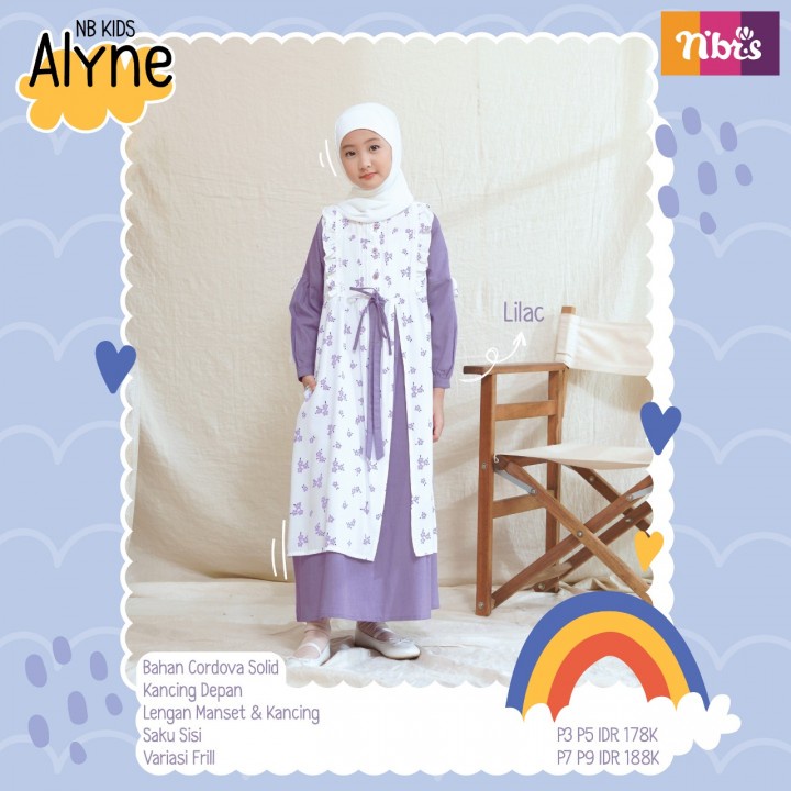 NIBRAS GAMIS ANAK NB KIDS ALYNE Bahan Cordova Solid Gamis Anak Model Terbaru