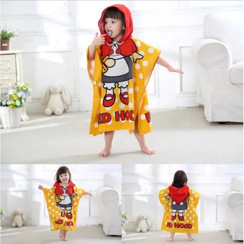 Handuk Ponco Anak Gambar Red Ridinghood Handuk Mandi Anak Murah dan Lucu Handuk Hoodie Anak Ponco Anak Murah