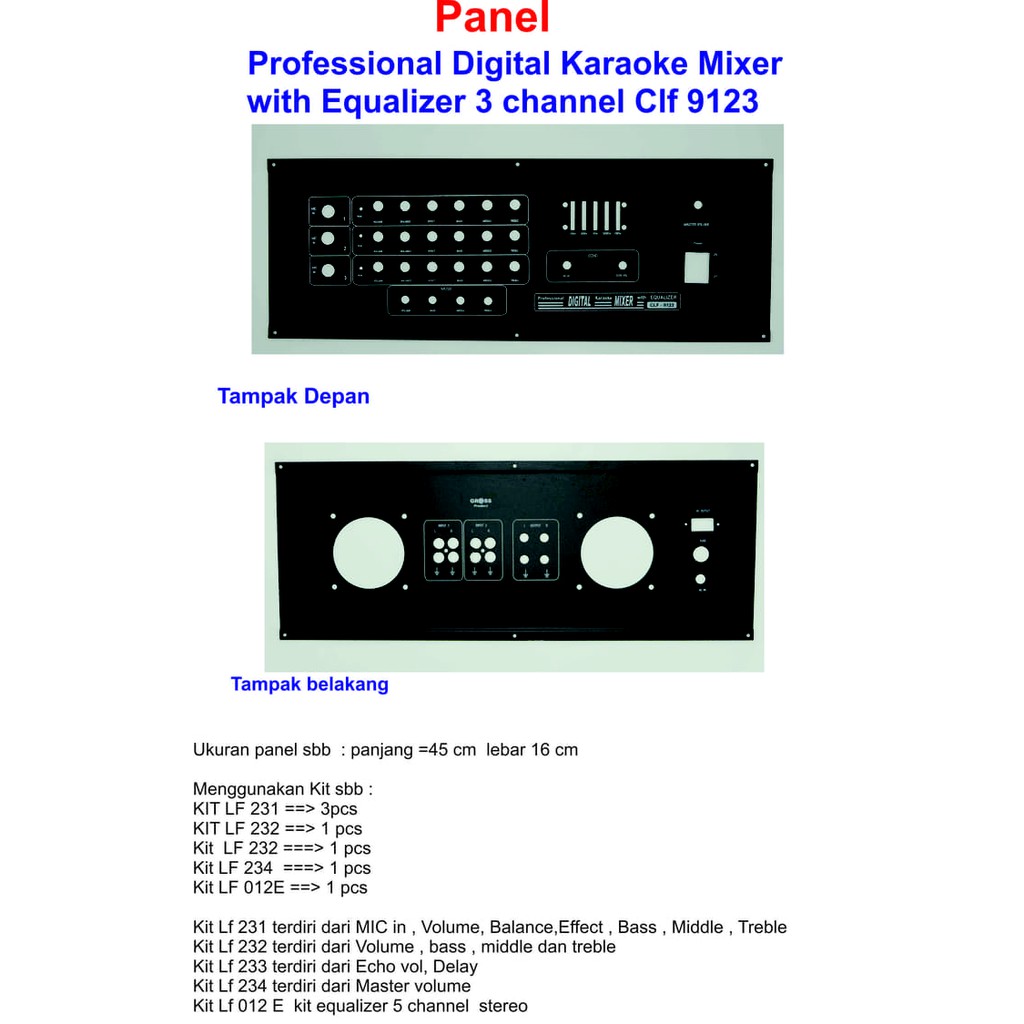 Panel Digital Karaoke 3 ch with Equalizer CLF 9123