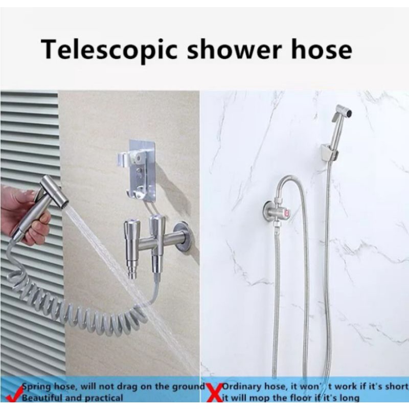 Selang Shower 2 Meter Fleksibel Toilet Kamar Mandi Tahan Air Panas Dan Dingin Bidet Spiral Spring Hose