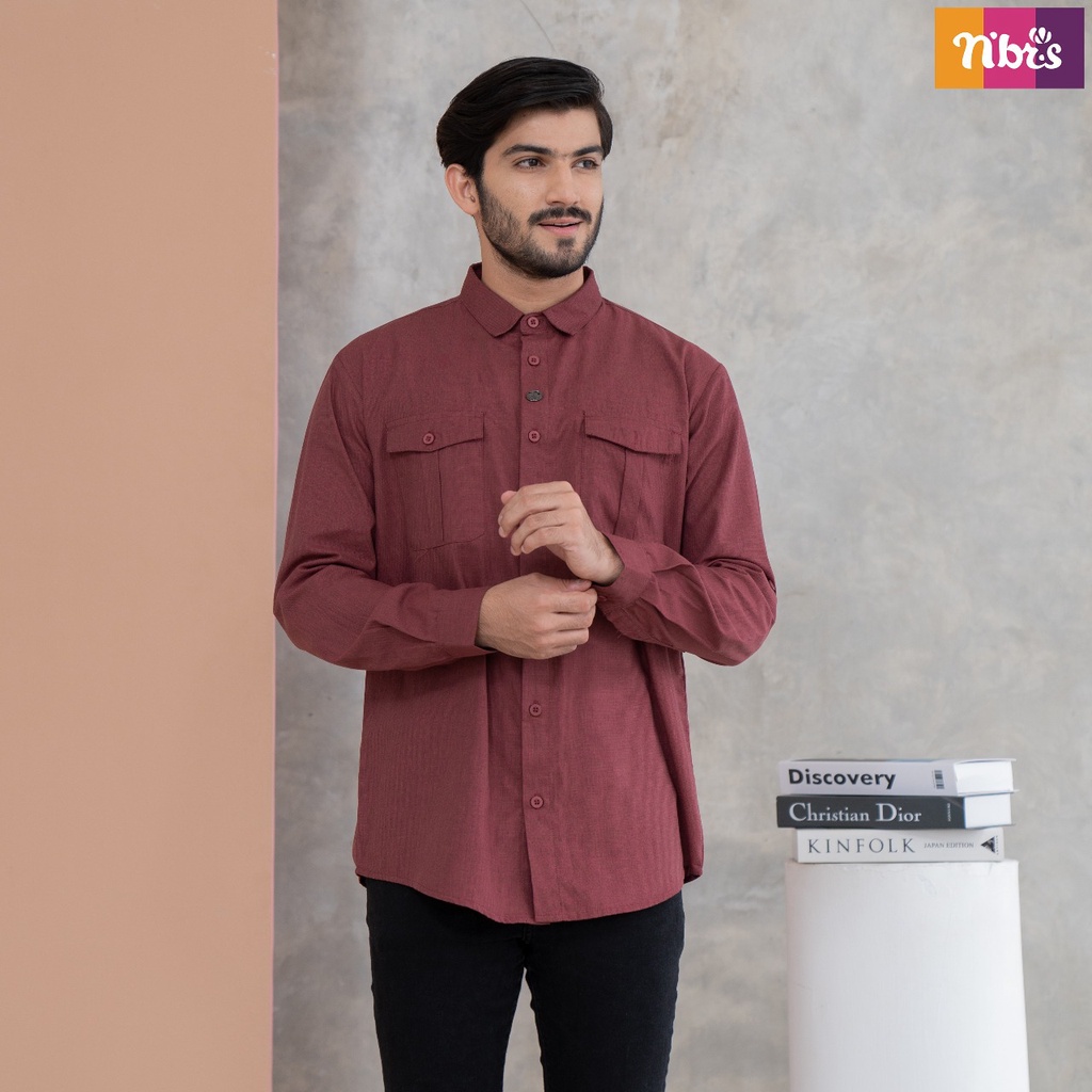 Nibras Koko NK 92 Bahan Cordova Aasan Kemeja Laki-laki Formal Lengan Panjang By NBRS