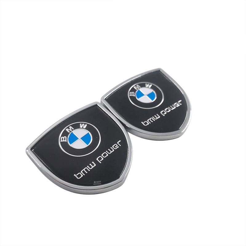 2pcs Stiker Emblem Logo BMW POWER Bahan Metal Untuk Dekorasi Mobil