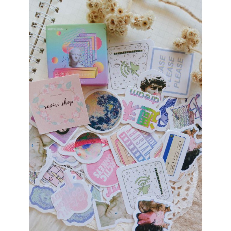 

10Pcs Sticker Motif Kawaii Tumblr Aesthetic Scrapbook Diy dan Jurnal