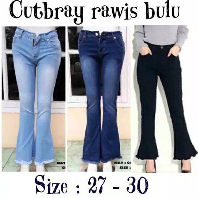 Celana jeans cutbray rawis wanita