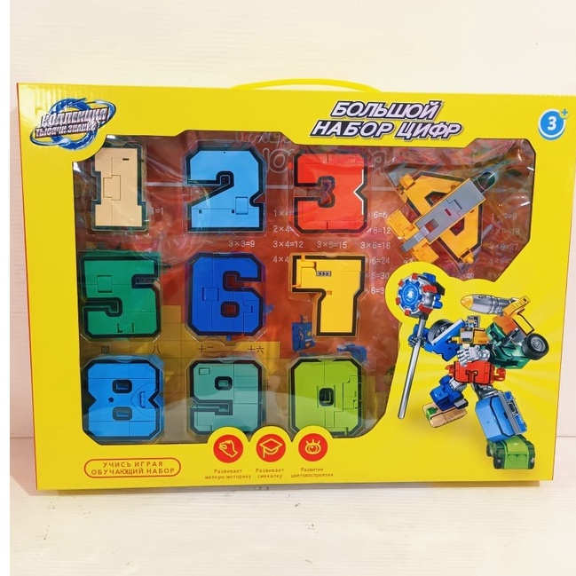 mainan edukasi angka robot/robot angka 1set/robot angka 10in1