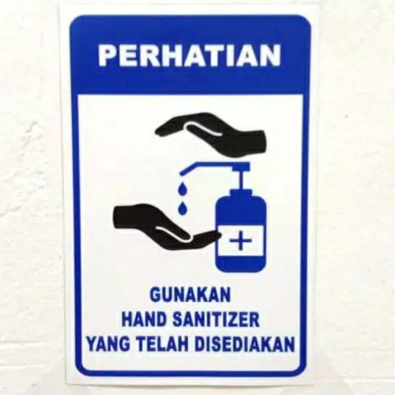 

Akrilik plat peringatan sign label hand sanitizer dll 12x20cm