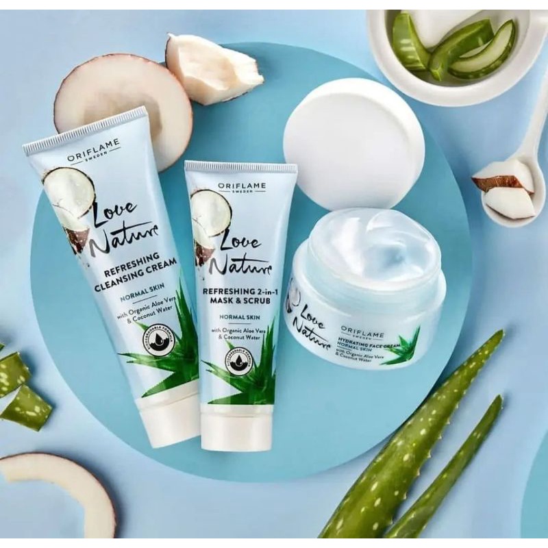 Love Nature Refreshing With Aloe Vera &amp; Coconut Water Toner / Mask &amp; Scrub / Face Cream / Cleansing Cream