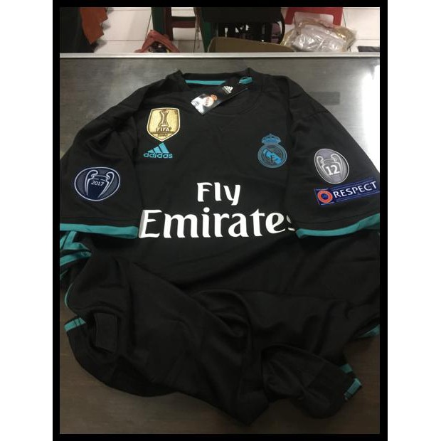 JERSEY BAJU BOLA REAL MADRID AWAY 2017/2018 FULLPATCH UCL GRADE ORI