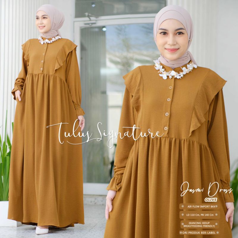 JASMI DRESS BY TULUS SIGNATURE (DRESS MUSLIMAH) Maxy wanita polos modern rekomended