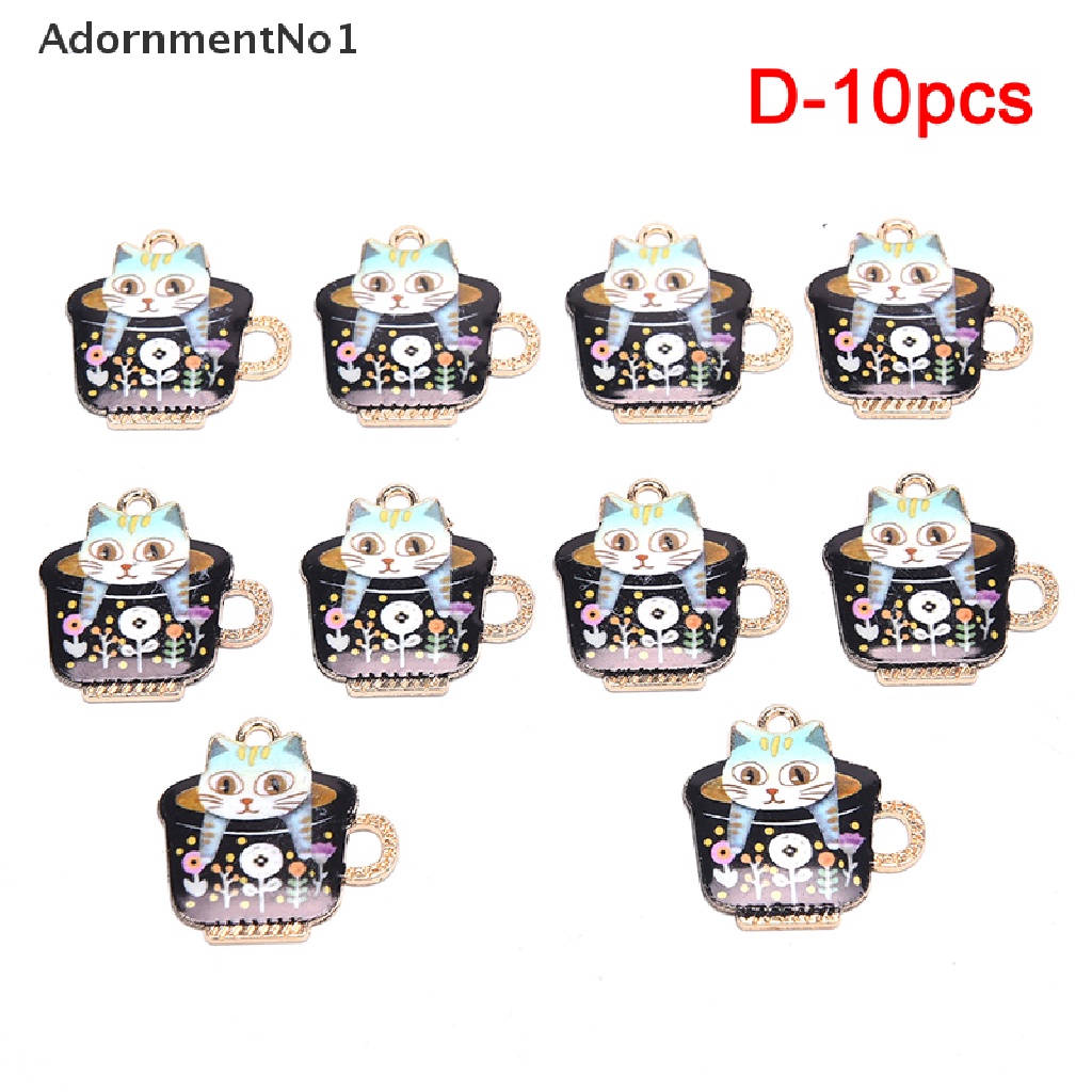 (AdornmentNo1) 10pcs / Set Liontin Enamel Bentuk Kartun Kucing / Ikan / Ikan / Bohlam Untuk Aksesoris Perhiasan DIY