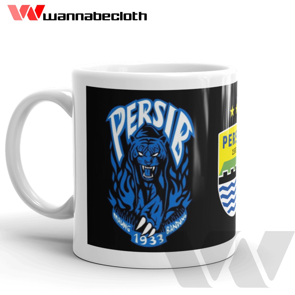 Gelas Mug PERSIB Keramik Porcelain Souvenir PERSIB BANDUNG Maung Bandung Hitam V1