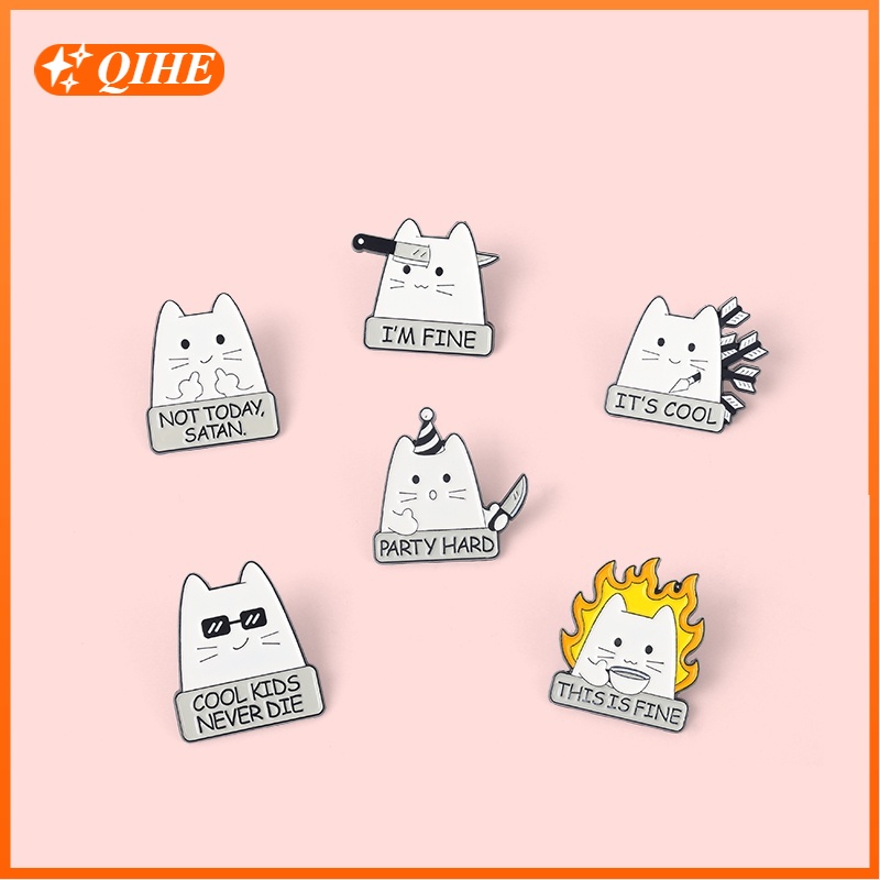 Bros Pin Enamel Desain Kartun Senjata Kucing Lucu 6 Gaya Untuk Hadiah Teman