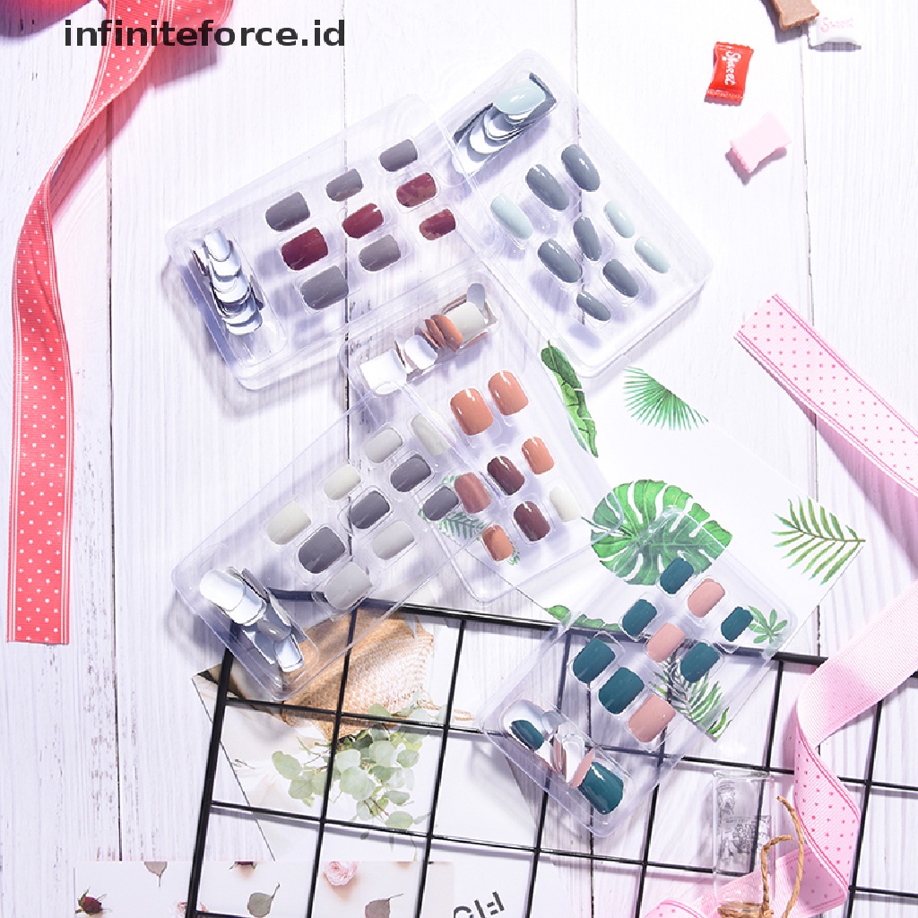 Infiniteforce.id 24pcs / Set Kuku Palsu Panjang Bahan Akrilik Untuk Nail Art