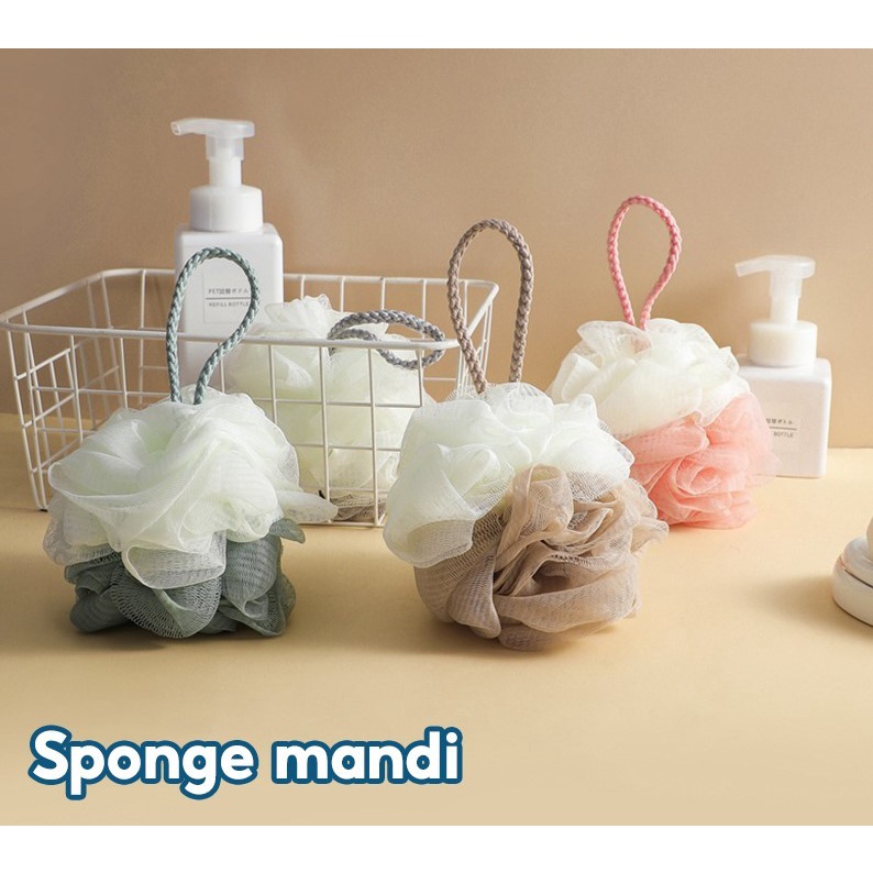 SPONGE MANDI / SHOWER PUFF / SPONGE BUSA BAGUS / SPONS MANDI PENDEK