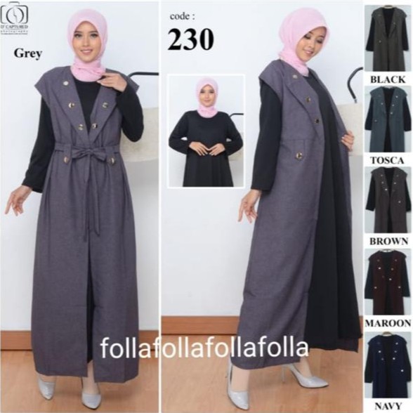 GAMIS JUMPSUIT FOLLA BAHAN MOSCREPE WITH INNER WAFFLE CREPE