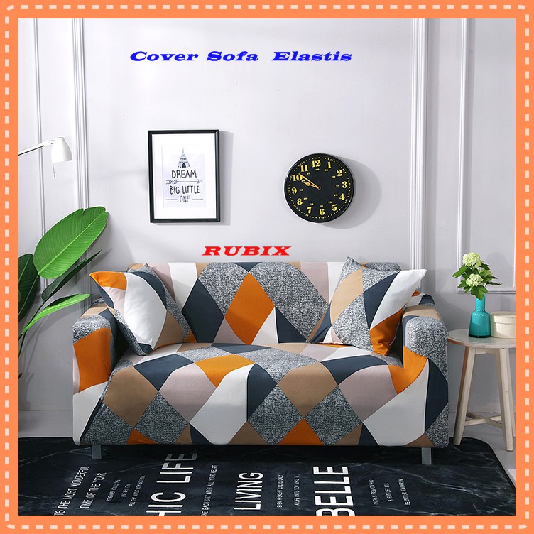 COVER SOFA 123 SEATER SARUNG KURSI SOFA MOTIF RUBIX SARUNG SOFA COVER KURSI PENUTUP SOFA IMPORT